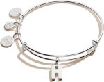Alex and Ani Expandable Bangle for Women, Initials A to Z Letter Charms, Shiny Finish, 2 to 3.5 in